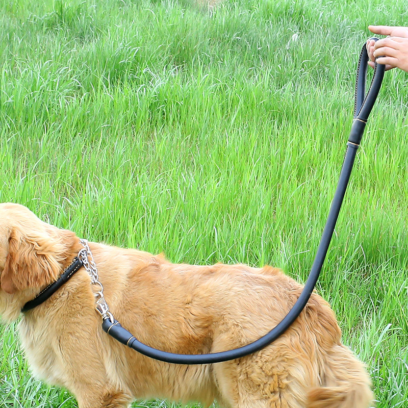 津嘉犬用pu皮牵引绳套装狗链子一拉紧p链项圈牵引绳宠物用品批发