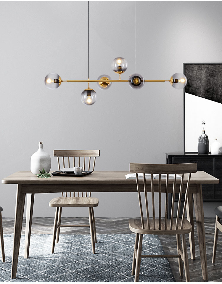 设计师餐厅吊灯后现代简约长条极简玻璃球泡吊灯北欧风格餐厅灯具