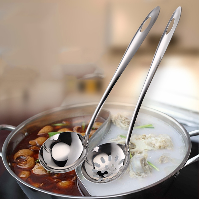 厂家直销 不锈钢勺子汤勺漏勺长柄勺厨房餐具厨具火锅勺酒店用品