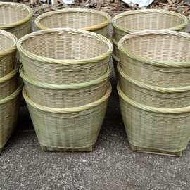 手工竹编箩小竹箩圆口四方底小竹筐