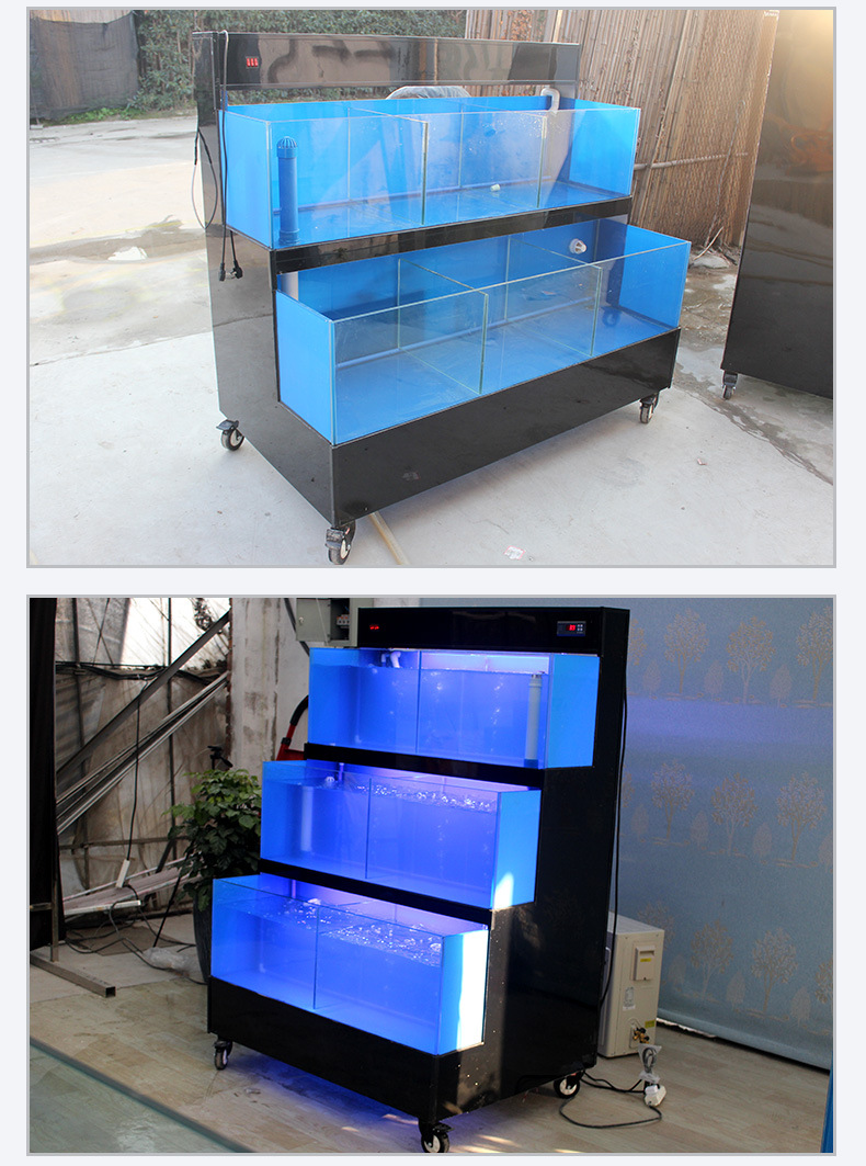 日晟专业定制三层淡水/海水移动海鲜池饭店鱼缸烧烤店鱼缸