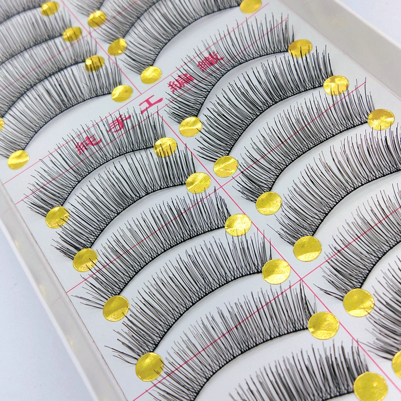 Small Ink Handmade False Eyelashes D51 Cotton Stem Nude Makeup Natural Realistic Eyelash 10 Pairs Wholesale