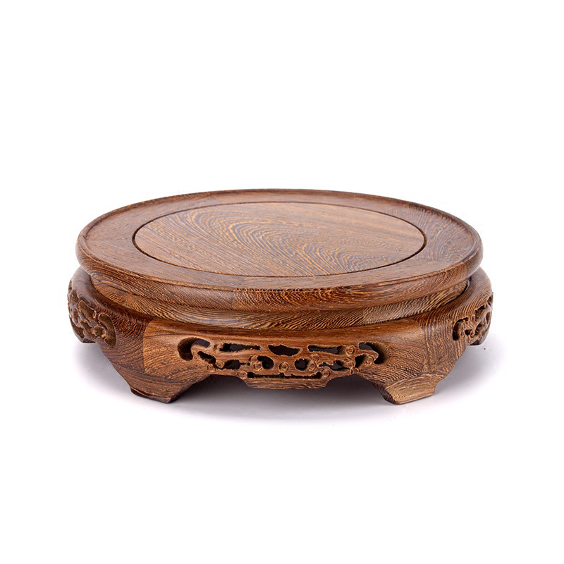 圆形鸡翅木底座实木托架茶具花瓶奇石佛像底座工艺品摆件厂家批发