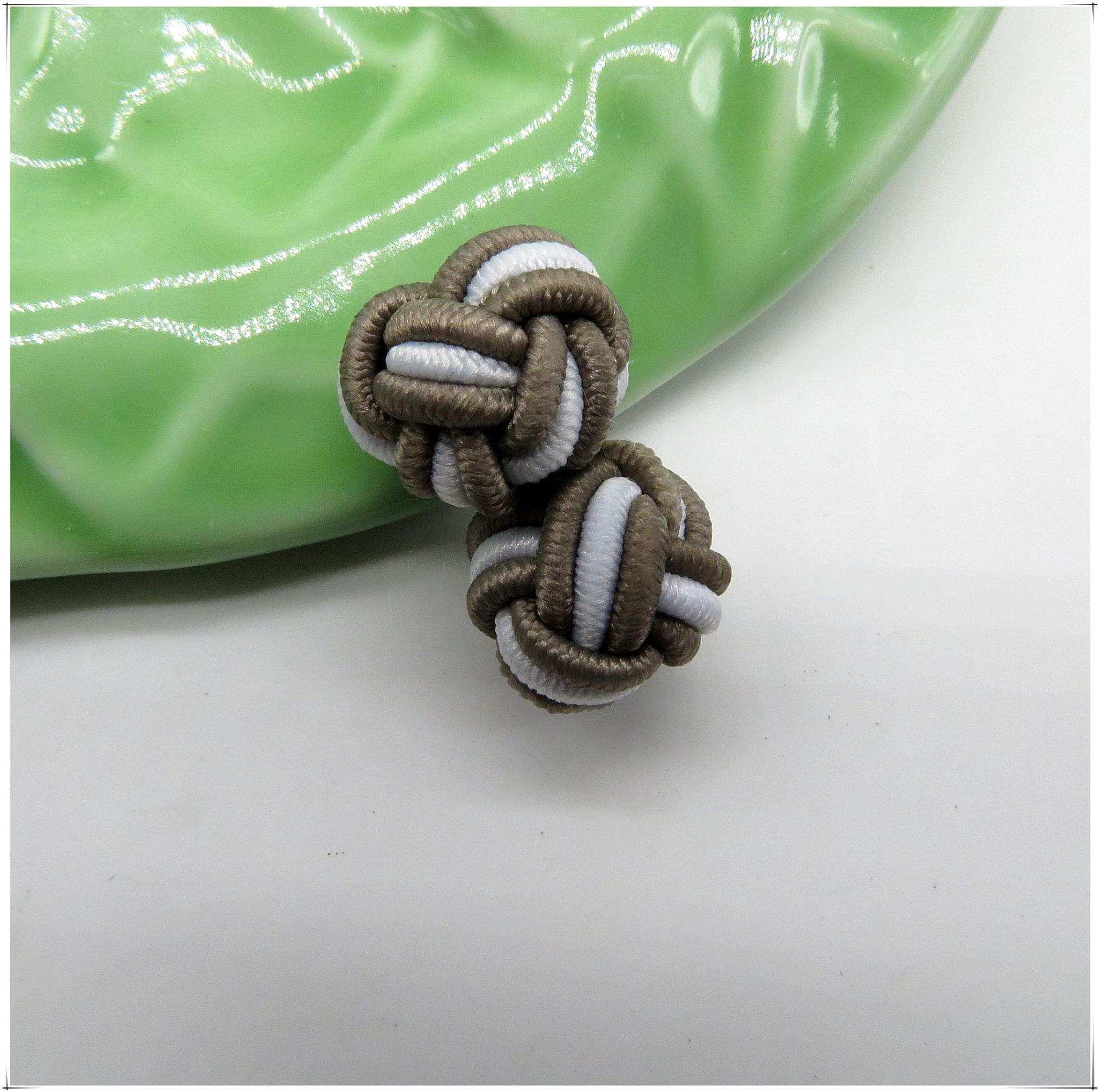 纯手工袖扣橡皮筋盘扣传统中国结编织绳扣波子两色双球松紧扣