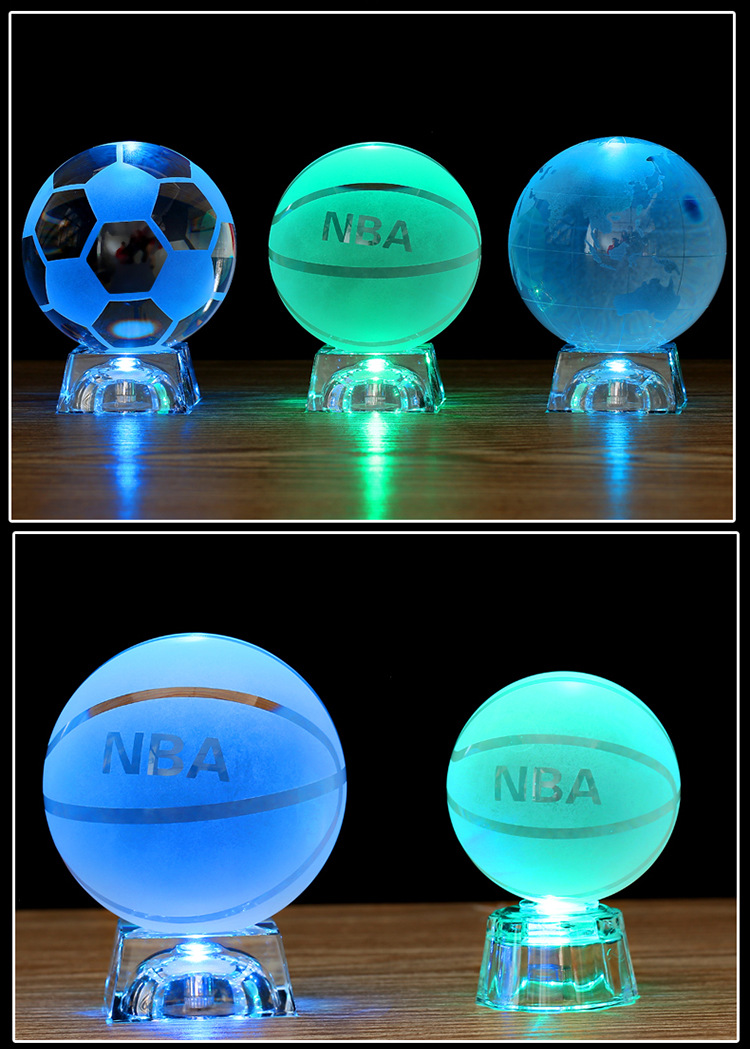 水晶篮球足球摆件工艺品小学生幼儿园奖品小礼品男生生日礼物圣诞