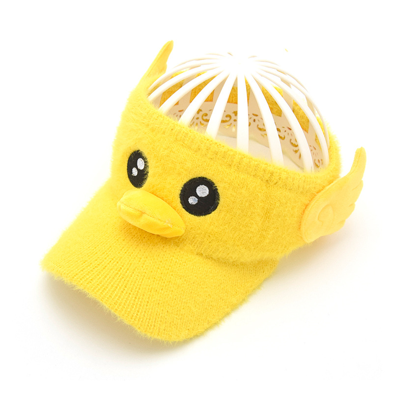 毛线帽子儿童秋冬新款保暖帽空顶帽梳辫子帽会叫的鸭子帽针织帽