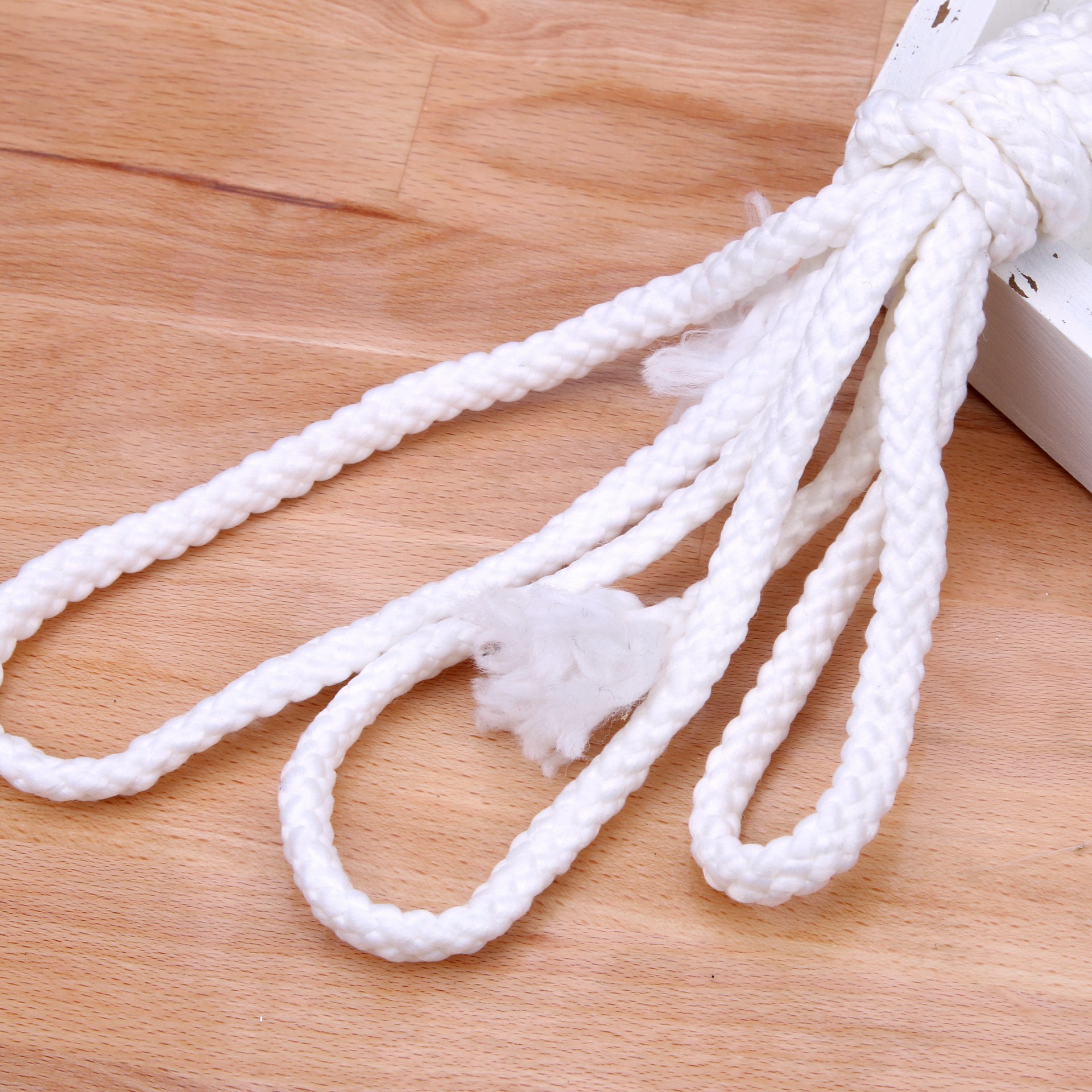 白色涤纶低弹丝八股绳拖把绳现货8mm粗 厂家批发 可定制加工定制