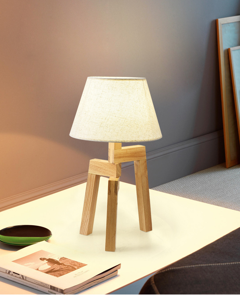 创意北欧实-木台灯 书房儿童房间学习护眼灯 卧室床头柜小台灯