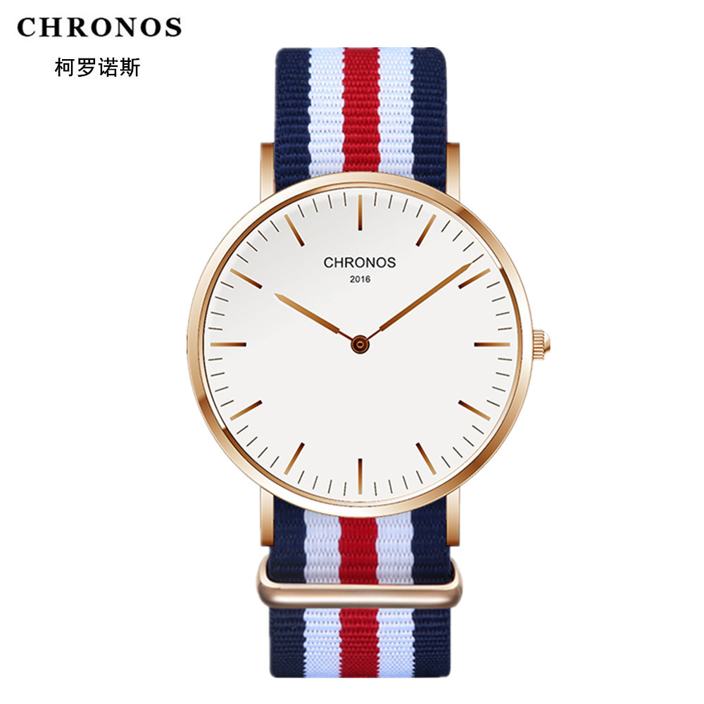 跨境爆款chronos柯罗诺斯男士手表 尼龙表带时尚石英手表一件代发