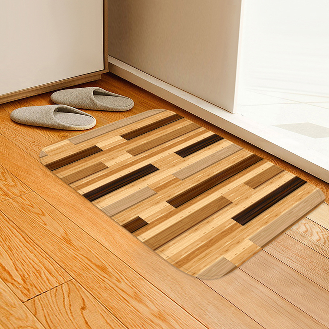 跨境热卖爆款地垫木板系列地垫门垫卧室厨房浴室脚垫防滑垫子地垫