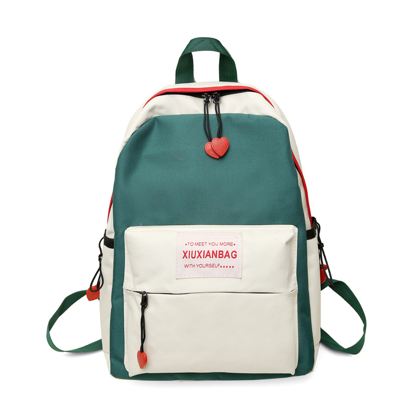 New Simple Fashion Letters Solid Color Canvas Backpack Female Korean Style Fashion Schoolbag Middle School Student Couple Backpack Backpack