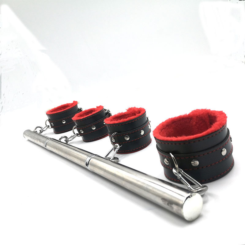 成人用品情趣手脚铐 新款可拆卸不锈钢固定器 皮革毛绒捆绑道具