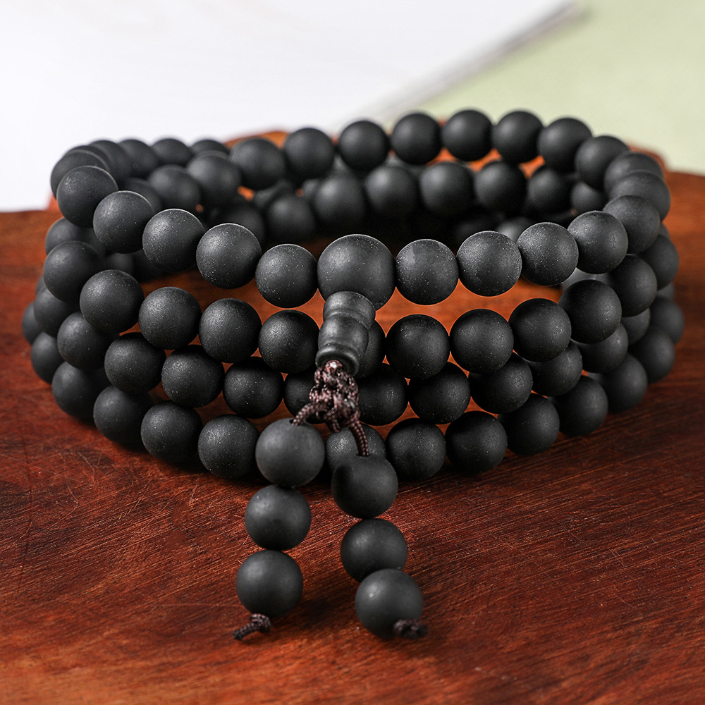 天然a级全黑药珀佛珠手串 手链宝石手饰招财平安琥珀香味厂家直销