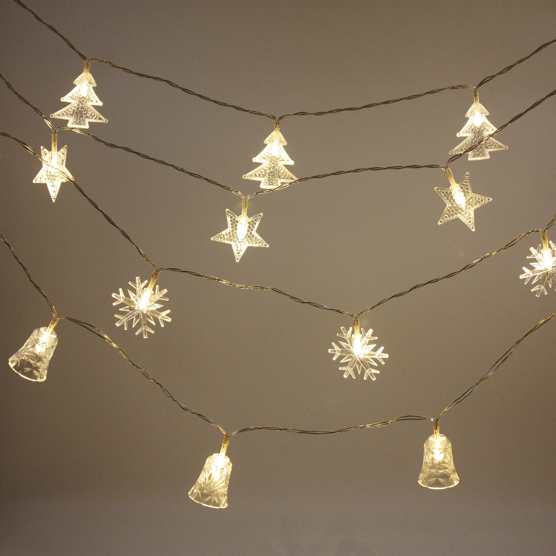 圣诞节星星灯雪花圣诞树造型灯串太阳能灯串led彩灯电池盒款