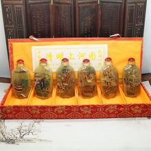 琉璃内画鼻烟壶手工绘制 清明上河图套装中国特色摆件古玩收藏品