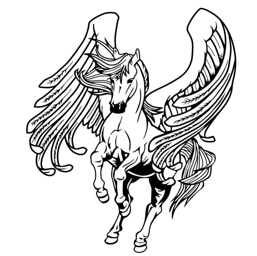 精雕款独角兽飞马天马图案卡通装饰墙贴 可定制尺寸颜色