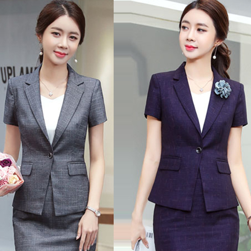 商务西装女套装短袖韩版气质时尚白领会议正装修身职业装女装夏季