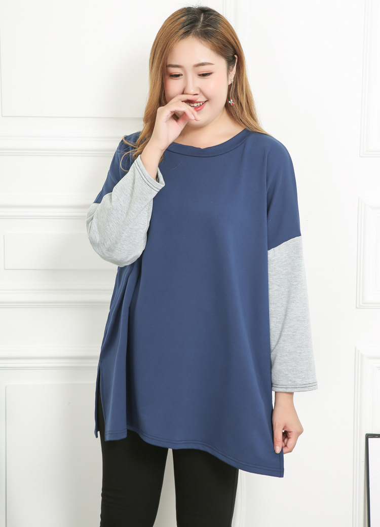 秋冬新200斤300斤胖mm加肥大码蝙蝠袖长款卫衣 一手货源 一件代发