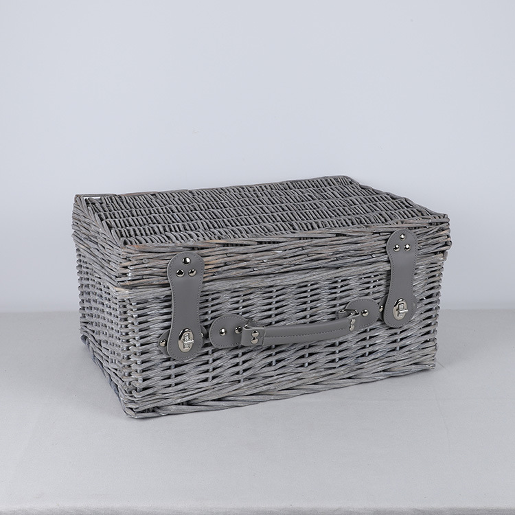 Vintage Color Wicker Picnic Basket Handmade Weaved Storage Basket Sample to Picture Wholesale Basket of Various Sizes and Styles