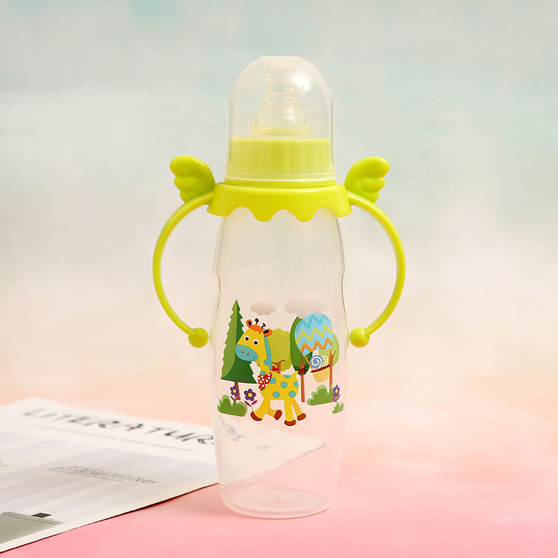 Baby Bottle with Handle Drop-Resistant Standard Caliber Pp Plastic Shatter Proof Newborn Big Baby Anti-Flatulence Drinking Water