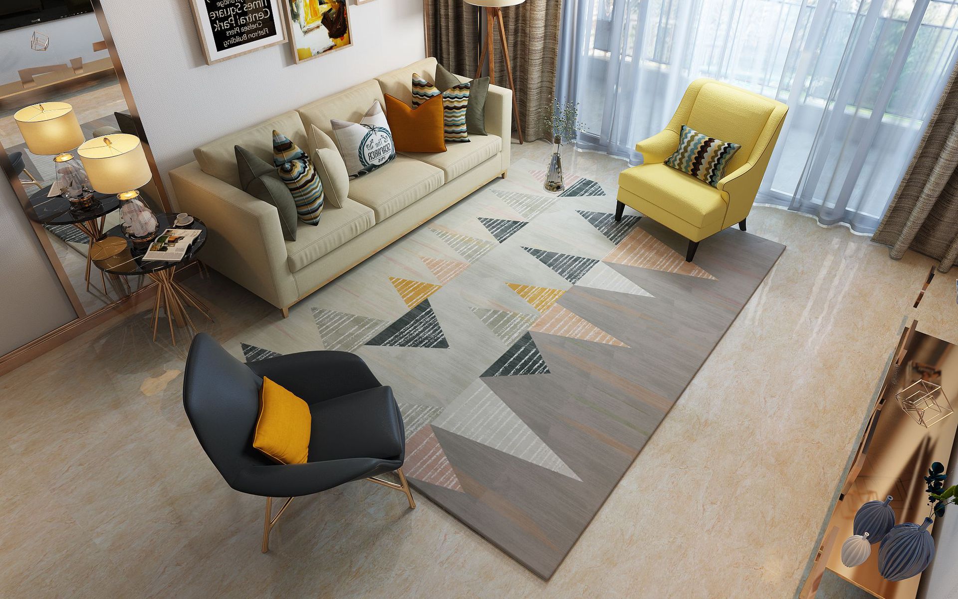 跨境北欧风客厅卧室大地毯定制入户进门浴室地垫3d满铺地毯地垫