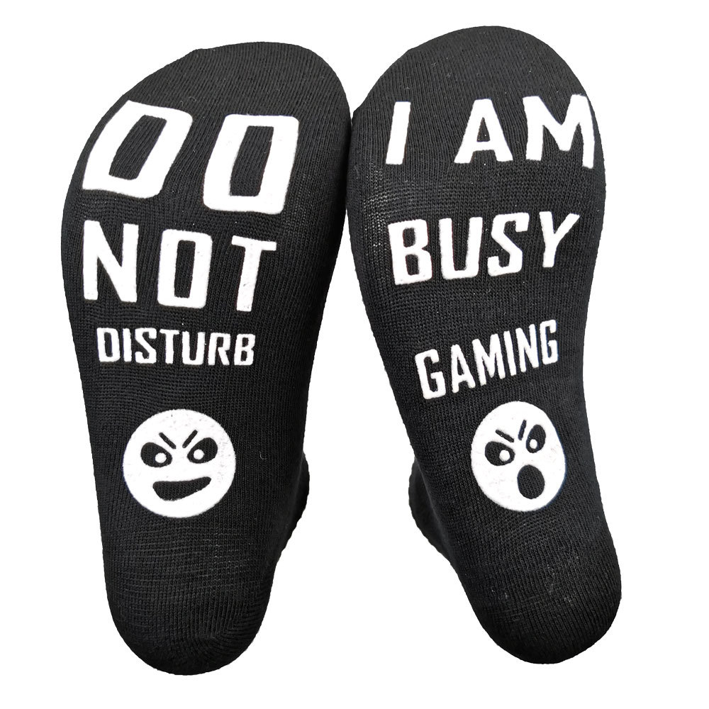 do not disturb im busy gaming 外贸大卖点胶字母棉袜
