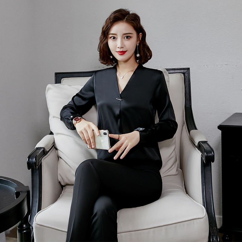 0成交34件2022秋长袖衬衫职业女装衬衣白色工装修身时尚白领上班工作