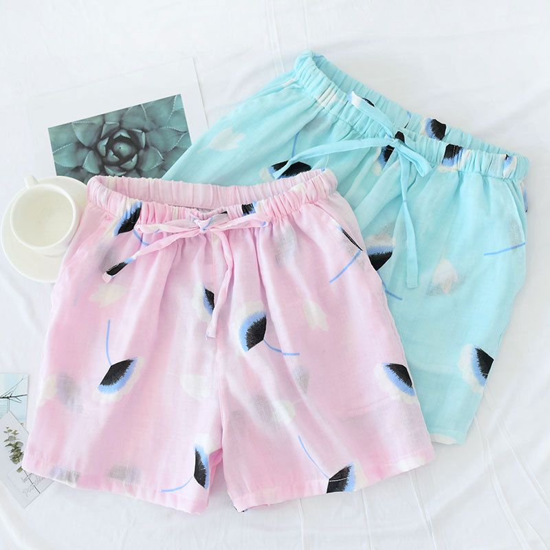 Factory Wholesale Women's Cotton Shorts Double-Layer Gauze Home Wear Pajama Pants Shorts Casual plus Size Beach Pants Summer New