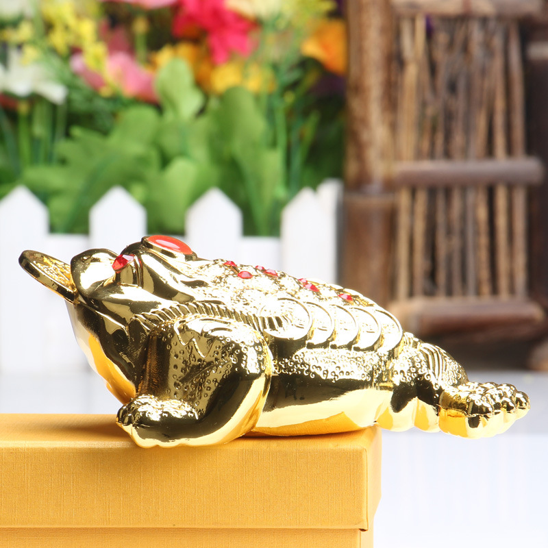 尚缘厂家供应合金镀金镶钻金蟾青蛙家居风水摆件金禅1807