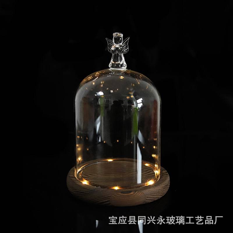 厂家直销永生花带灯迷彩led灯发光彩色玻璃罩直筒玻璃罩玻璃罩