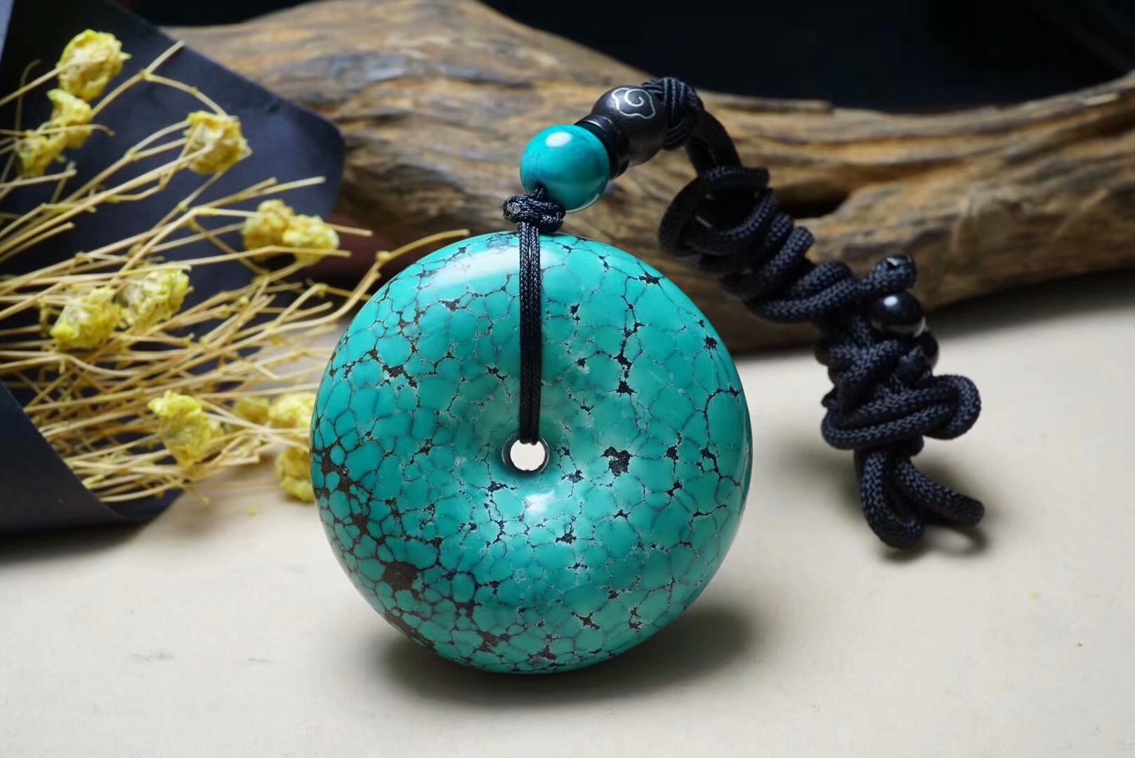 如心珠宝精品绿松石吊坠原矿高瓷绿花花平安扣项链 湖北一手货源