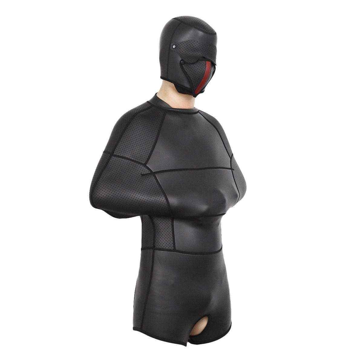 男用情趣捆绑束缚服装外贸新款束手海绵开档带拉链橡胶服现货批发