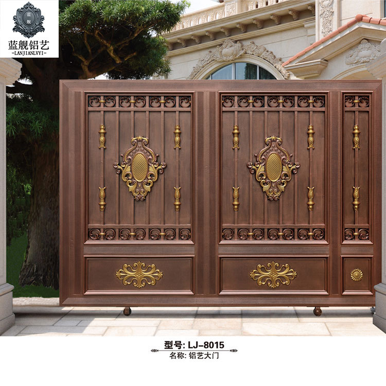 厂家热销移门电动铝艺大门高档小区欧式铝艺大门农村电动平移门