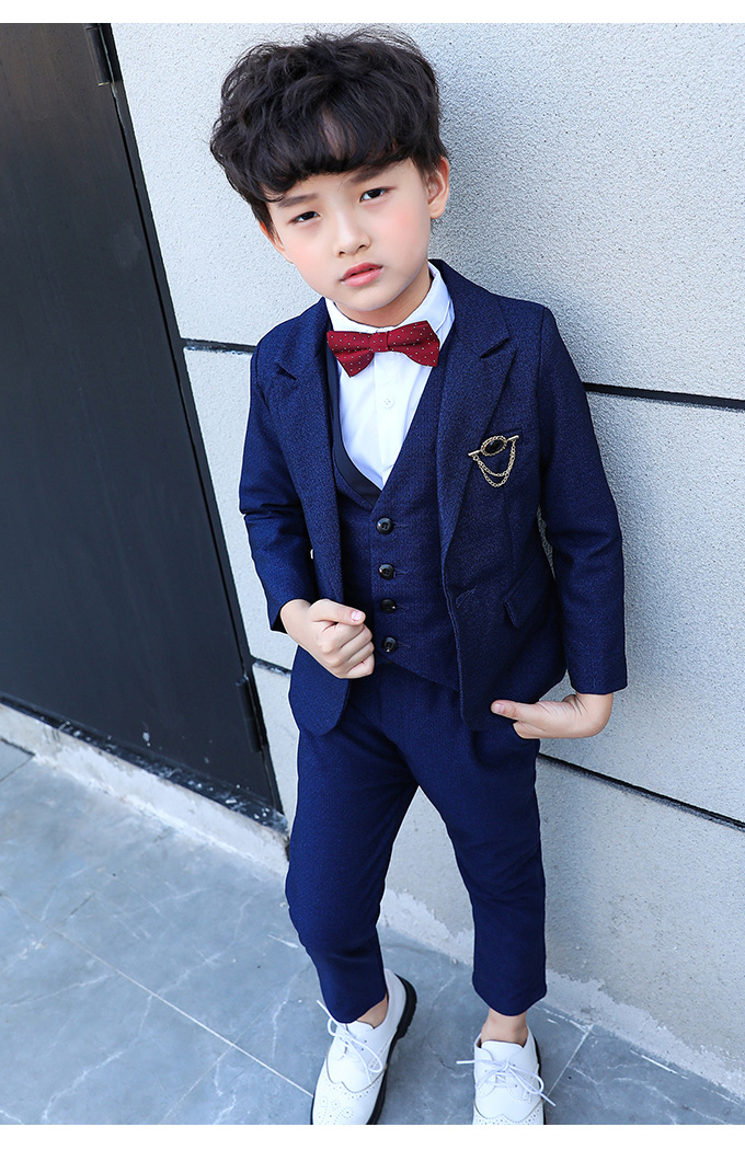 童装西装套装2020秋冬韩版儿童西服花童小礼服男童主持人三件套潮