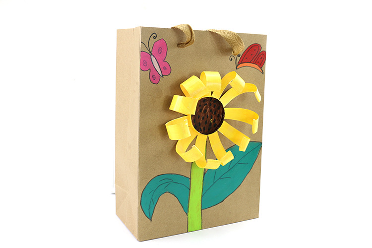 手提牛皮纸袋儿童手工diy绘画涂鸦环保袋幼儿园益智玩具装饰袋子