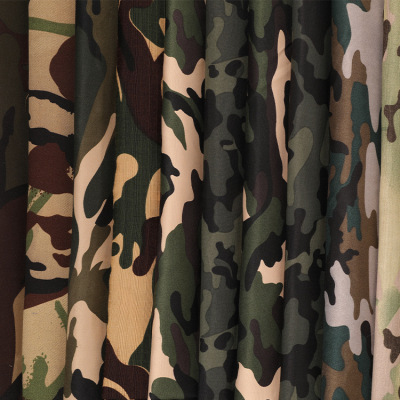 厂家直销 全涤华达呢印花布 迷彩印花面料 迷彩军训服军装面料