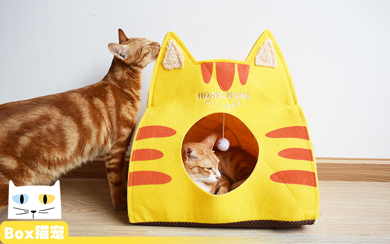 毛毡卡通猫窝垫子四季猫屋宠物保暖猫睡袋猫房子冬季猫用品猫隧道