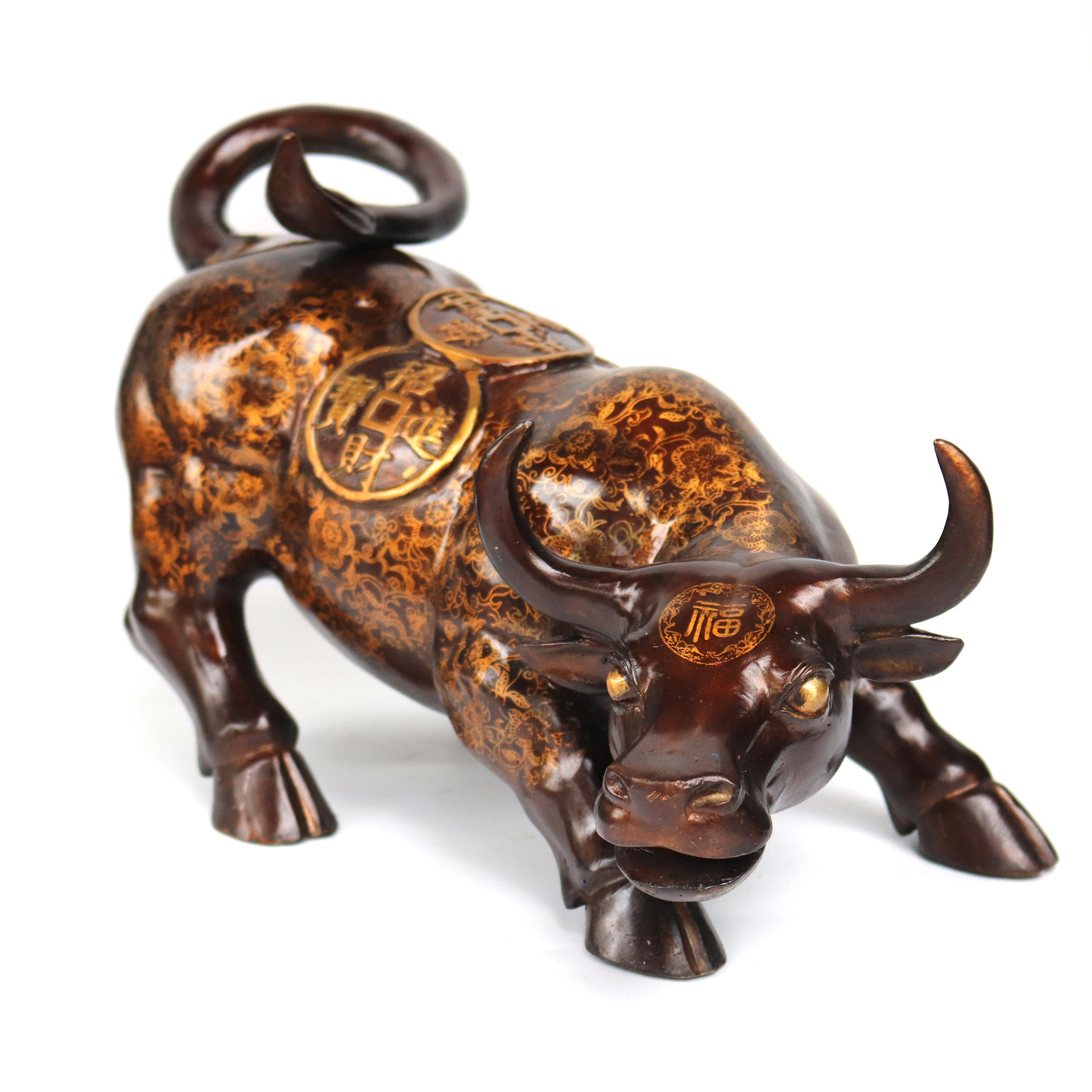 纯铜牛牛华尔街牛市对头牛大号一对招财生肖牛风水摆件