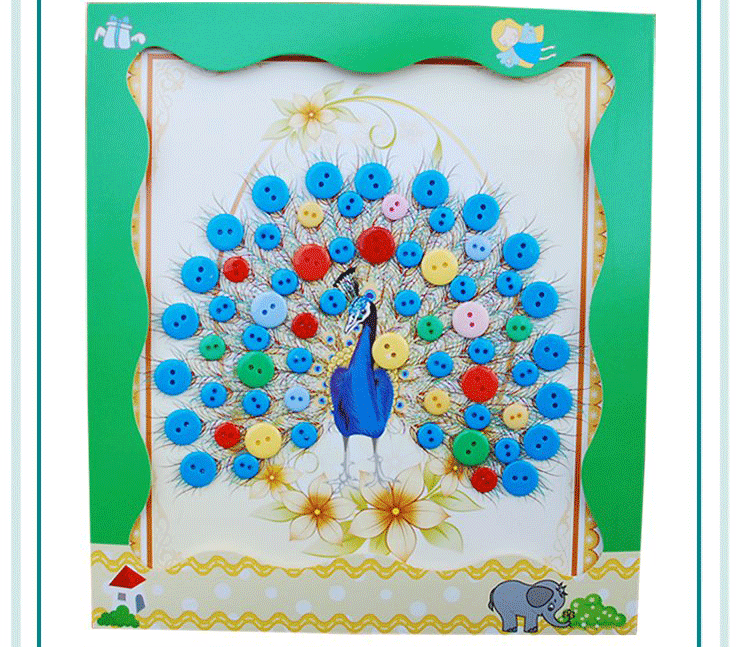厂家直销儿童纽扣画 diy材料包 手工 幼儿园童益智创意粘贴画