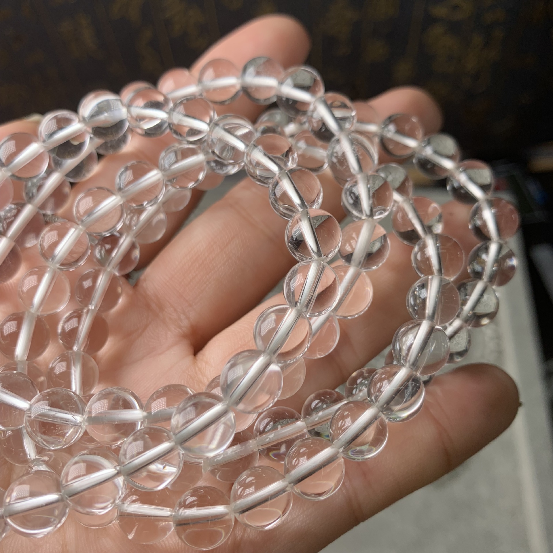 5mm透明白水晶简约男女款手链批发