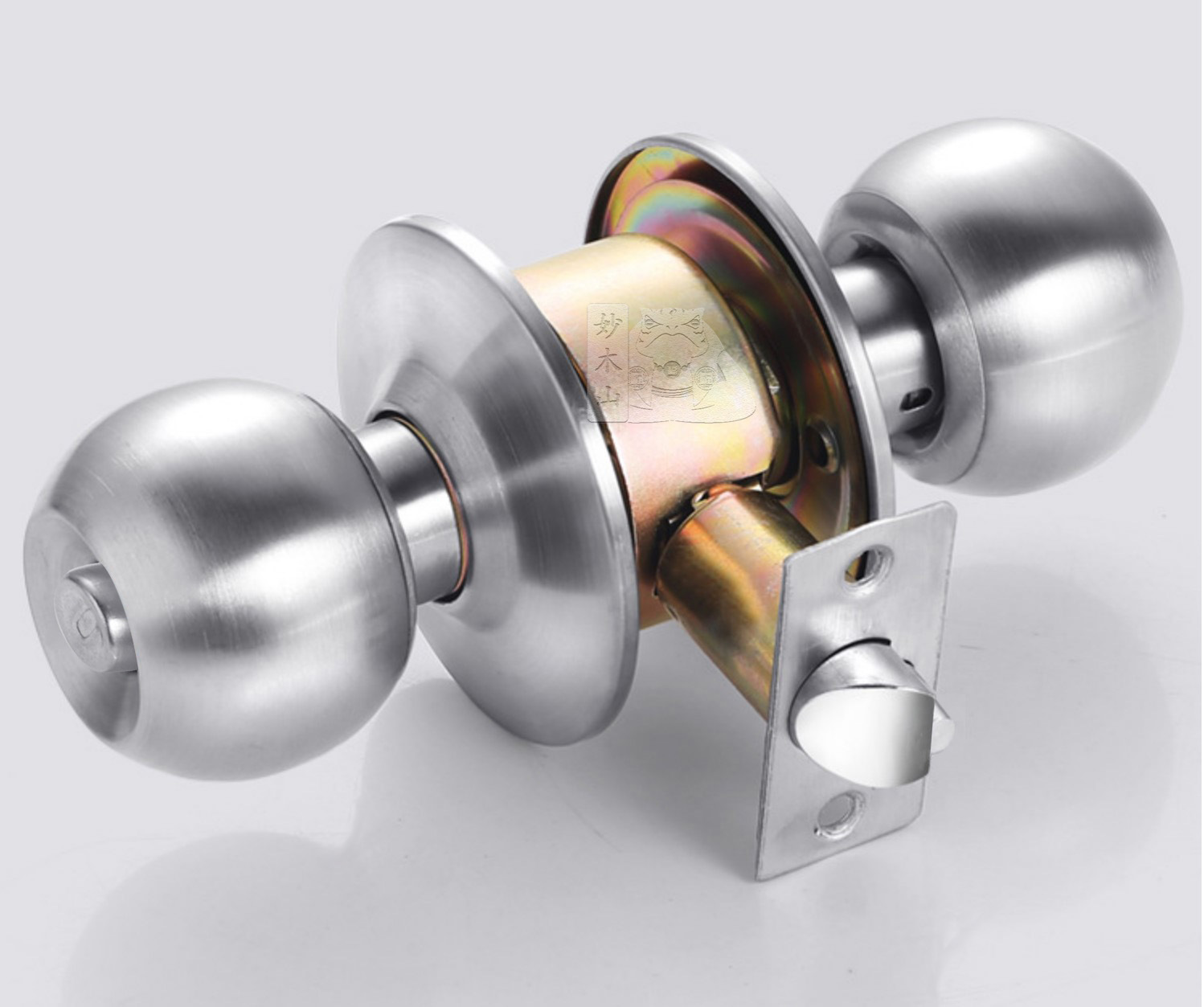 587球锁 砂光处理铜芯铁匙球形锁 5871室内门锁 木门不锈钢球型锁-阿