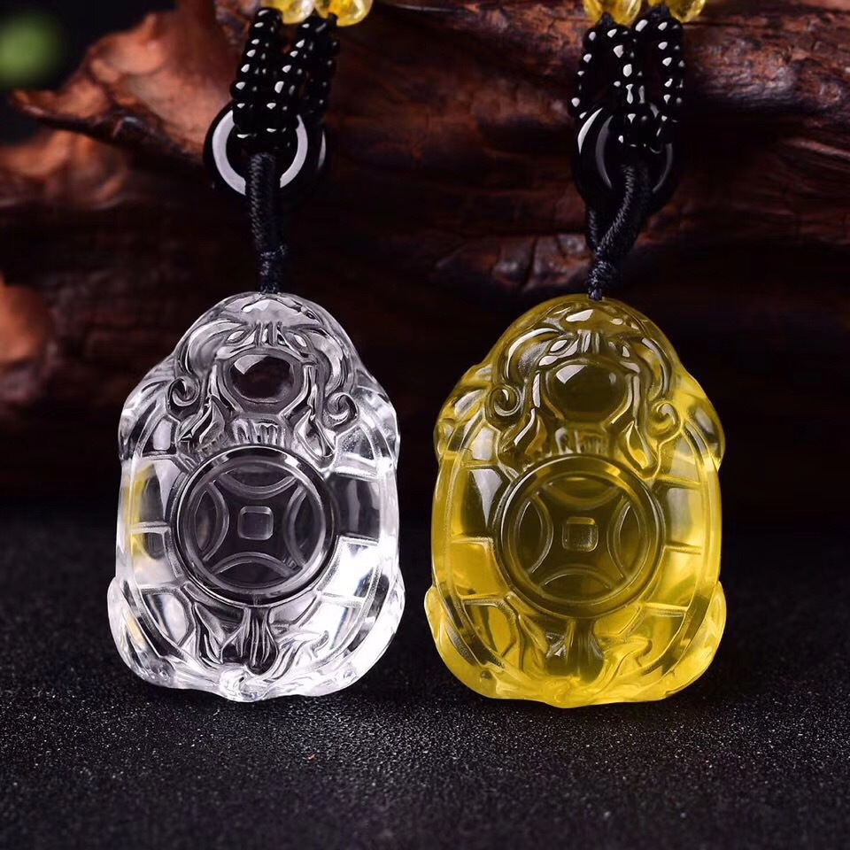 天然白水晶黄水晶龙龟吊坠项链 灵龟保运金龟赐瑞玄武神龟-阿里巴巴