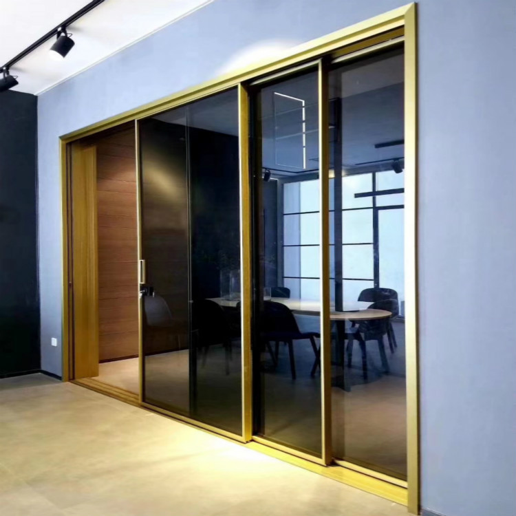 厂家供应厨房门双开推拉门窄边阻尼缓冲平移门