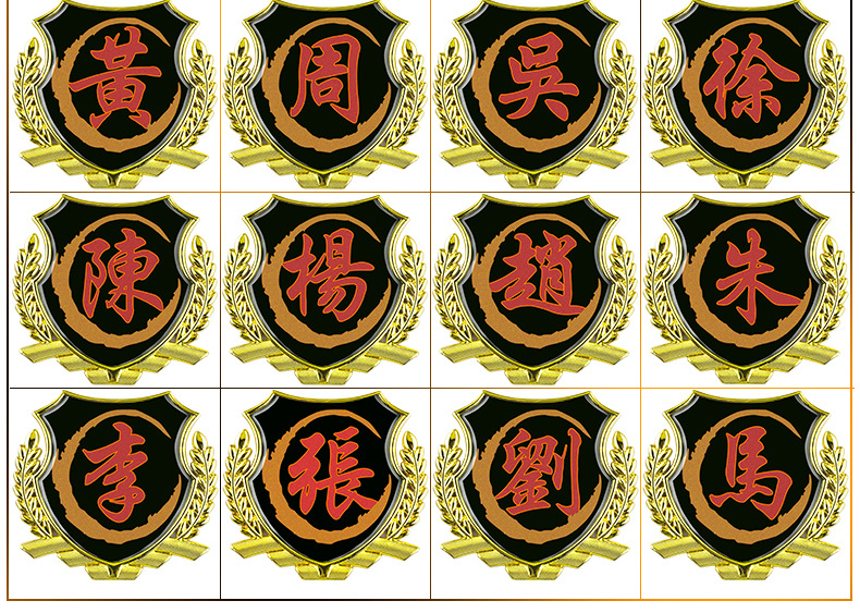 百家姓车贴3d立体侧标国旗汽车姓氏尾标外装饰品vip车身金属贴纸