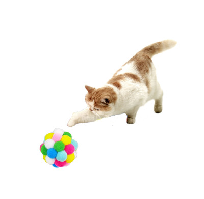 热卖猫玩具球七彩弹力球猫咪爱玩的球宠物猫咪用品铃铛球猫咪玩具