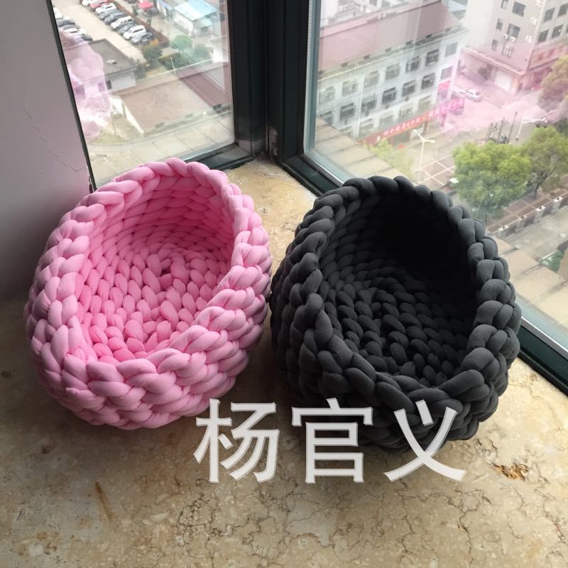 Cross-Border New Oval Animal Nest Hand-Woven Rectangular Cathouse Doghouse Filling Core Cotton Strip Wool Shooting