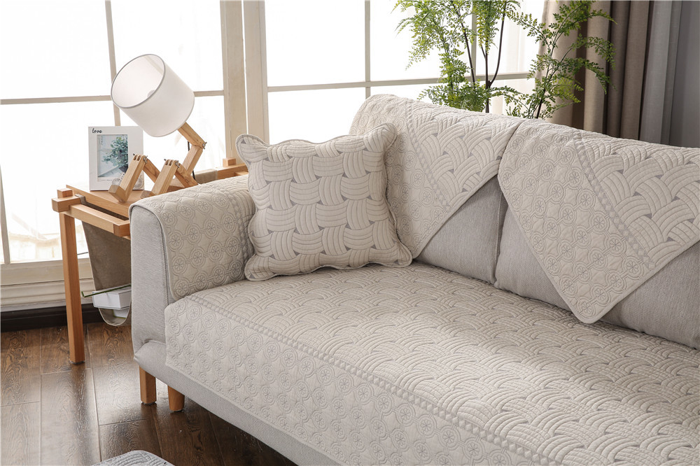 绗缝双面全棉水洗沙发垫厂家批发 手工刺绣棉布沙发垫坐垫套罩代