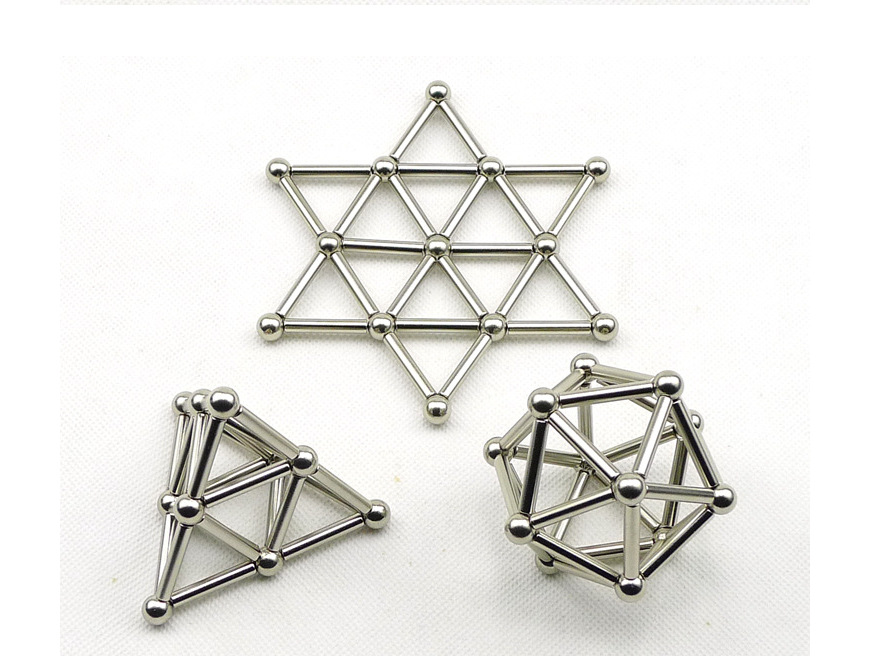 巴克球银色彩色磁力棒套装36棒27球铁盒装拼搭积木类益智玩具