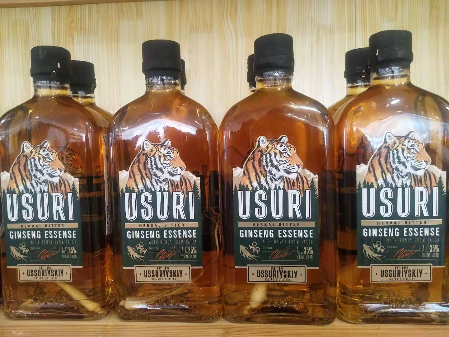 俄罗斯进口虎头牌补酒乌苏里usuri伏特加人参鹿茸保健补酒500ml