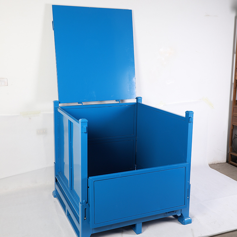 厂家定制生产折叠堆垛架金属物料箱物流周转 钢制收纳储物铁皮箱